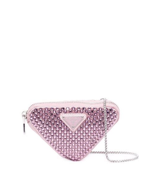 prada triangle bag crystal|Prada crystal embellished bag.